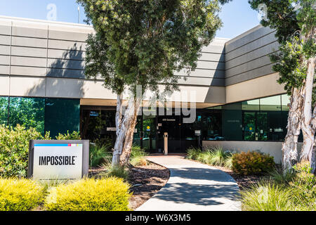 August 1, 2019 Redwood City / CA / USA - Impossible Foods corporate headquarters in Silicon Valley; Impossible Foods Inc. is a company that develops p