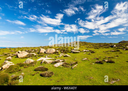 The rock strewn approach to St Davids Head, Pembrokeshire Coast National Park, Wales, UK Stock Photo