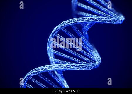Concept of future genetic technology: 3D digital DNA double helix molecule. Stock Vector