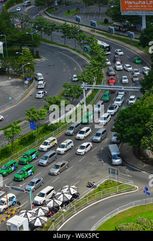 Saigon, Vietnam - Jul 13, 2019. Rush hours on main street. In Ho Chi Minh City (Saigon), rush hour traffic is compounded by 7 million motorbikes zippi Stock Photo