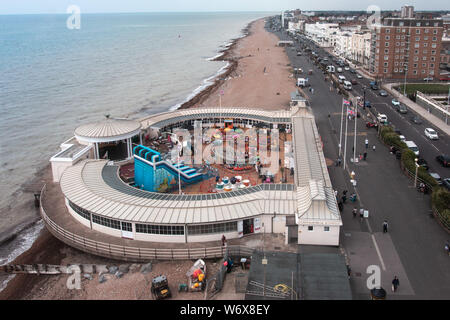 Looking down on Worthing Lido from the Observation wheel Stock Photo