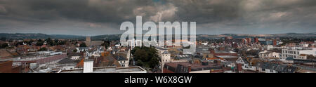 Panoramic view looking north towards the south downs from the Worthing observation wheel. Stock Photo