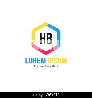 Initial HB logo template with modern frame. Minimalist HB letter logo vector illustration design Stock Vector