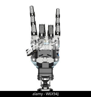 3d rendering cyborg rock hand sign isolated on white Stock Photo