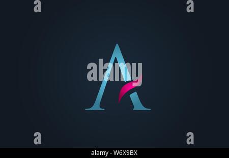 pink alphabet blue O letter logo design icon for company business ...