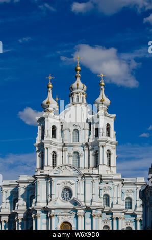 Sightseeing in St. Petersburg Smolny Cathedral. Saint-Petersburg, September 2013 Stock Photo