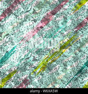 Multi-colored spots and smears of paint on a black background. Stock Photo