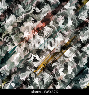 Multi-colored spots and smears of paint on a black background. Stock Photo
