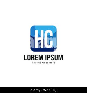 Initial HC logo template with modern frame. Minimalist HC letter logo vector illustration design Stock Vector