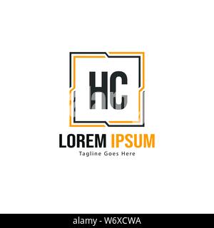 Initial HC logo template with modern frame. Minimalist HC letter logo vector illustration design Stock Vector