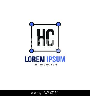Initial HC logo template with modern frame. Minimalist HC letter logo vector illustration design Stock Vector