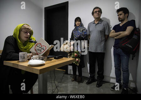 Tehran, Tehran, IRAN. 2nd Aug, 2019. People visit a performance exhibit at the Saless Art Gallery in Tehran, Iran. Credit: Rouzbeh Fouladi/ZUMA Wire/Alamy Live News Stock Photo