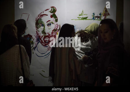 Tehran, Tehran, IRAN. 2nd Aug, 2019. People visit a performance exhibit at the Saless Art Gallery in Tehran, Iran. Credit: Rouzbeh Fouladi/ZUMA Wire/Alamy Live News Stock Photo