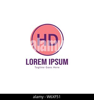 Initial HD logo template with modern frame. Minimalist HD letter logo vector illustration design Stock Vector