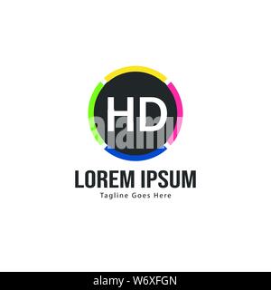Initial HD logo template with modern frame. Minimalist HD letter logo vector illustration design Stock Vector
