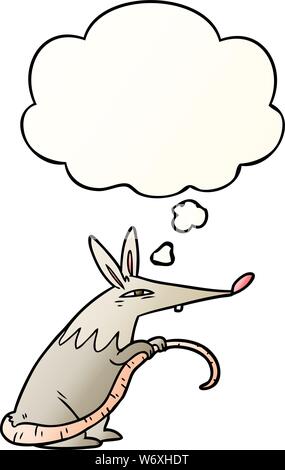 cartoon rat with thought bubble in smooth gradient style Stock Vector
