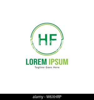 Initial HF logo template with modern frame. Minimalist HF letter logo vector illustration design Stock Vector