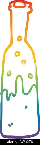 rainbow gradient line drawing of a cartoon bottle of pop Stock Vector