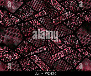 Texture in the modern style of the geometric shapes. Trendy collage seamless pattern. Maroon color. Stock Photo