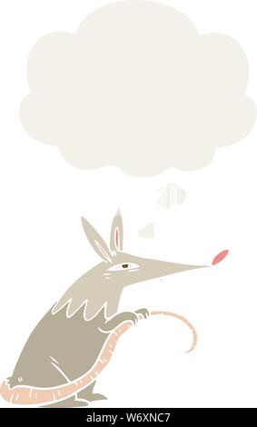 cartoon rat with thought bubble in retro style Stock Vector
