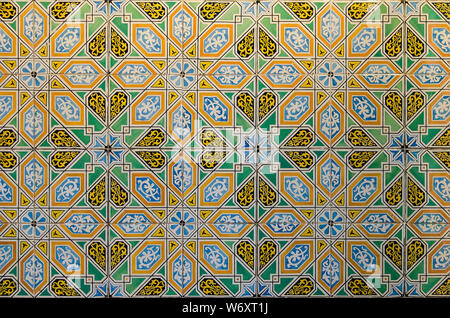 Ceramic tiles with traditional Arabic geometric patterns Stock Photo