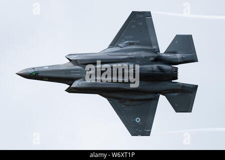 A Lockheed Martin F-35B Lightning II fighter jet of the Royal Navy at the Royal International Air Tattoo 2019. Stock Photo