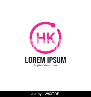 Initial HK logo template with modern frame. Minimalist HK letter logo vector illustration design Stock Vector