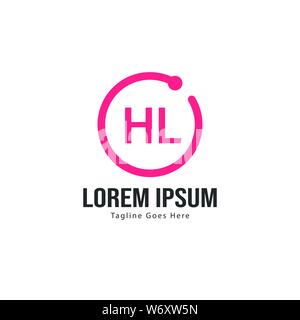 Initial HL logo template with modern frame. Minimalist HL letter logo vector illustration design Stock Vector