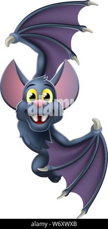 Halloween Vampire Bat Cartoon Character Sign Stock Vector