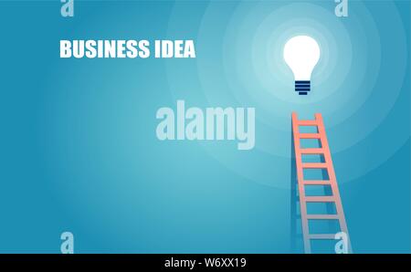 Vector of a ladder leading to a business idea, light bulb Stock Vector
