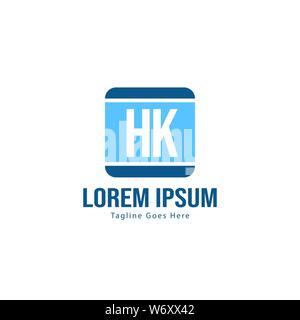 Initial HK logo template with modern frame. Minimalist HK letter logo vector illustration design Stock Vector