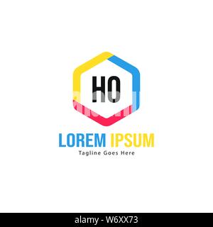 Initial HO logo template with modern frame. Minimalist HO letter logo vector illustration design Stock Vector