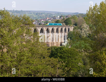 Transport for Wales class 175 train crossing Cefn Mawr Viaduct (north of Chirk) on the Severn to Dee mainline Stock Photo