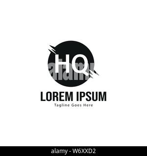 Initial HQ logo template with modern frame. Minimalist HQ letter logo vector illustration design Stock Vector