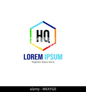 Initial HQ logo template with modern frame. Minimalist HQ letter logo vector illustration design Stock Vector