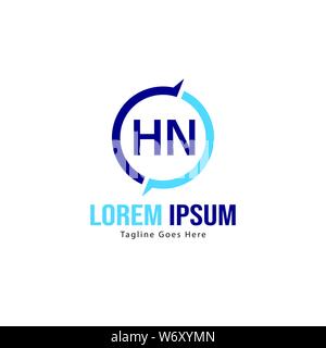Initial HN logo template with modern frame. Minimalist HN letter logo vector illustration design Stock Vector