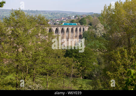 Transport for Wales class 175 train crossing Cefn Mawr Viaduct (north of Chirk) on the Severn to Dee mainline Stock Photo