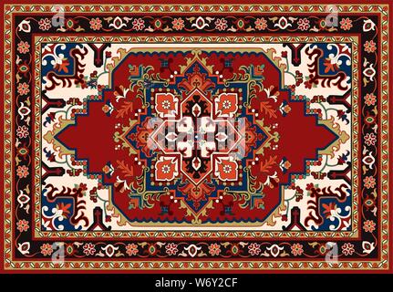 Persian carpet original design, tribal vector texture. Easy to edit and change a few colors by swatch window. Stock Vector