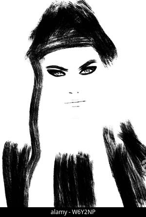 Fashion illustration black and white abstract Stock Photo - Alamy