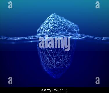The metaphor of Big Data, an iceberg in the deep sea. Stock Vector