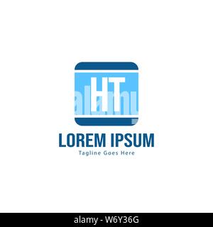 Initial HT logo template with modern frame. Minimalist HT letter logo vector illustration design Stock Vector