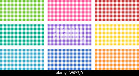 Square of Vichy fabrics of different colours Stock Photo