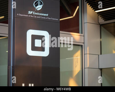 Square payment processing sign outside of San Francisco headquarters office location Stock Photo