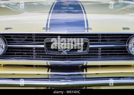 Vintage Ford Mustang car badge Stock Photo