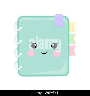 Girl diary isolated on white background. Cute vector illustration of a school notebook for children.