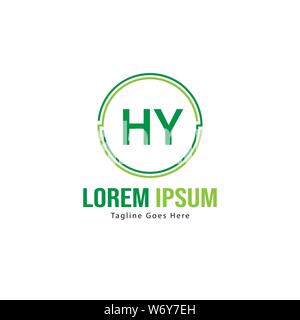 Initial HY logo template with modern frame. Minimalist HY letter logo vector illustration design Stock Vector