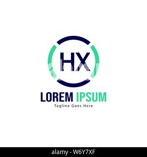 Initial HX logo template with modern frame. Minimalist HX letter logo vector illustration design Stock Vector