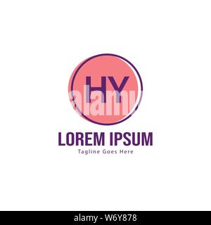 Initial HY logo template with modern frame. Minimalist HY letter logo vector illustration design Stock Vector