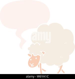 cartoon sheep with speech bubble in retro style Stock Vector
