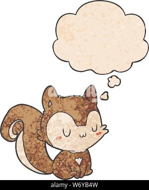 cartoon squirrel with thought bubble in grunge texture style Stock Vector